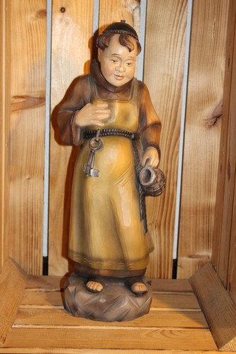 Geschnitzte holzfigur mönch - holzfigur,