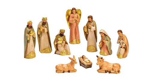 Krippenfiguren bunt holzoptik - bunt,