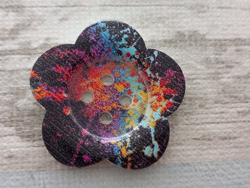 Knopf blume groß 37mm bunt - groß,
