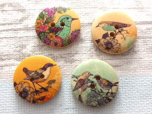 Knöpfe groß motiv vogel bunt - motiv,