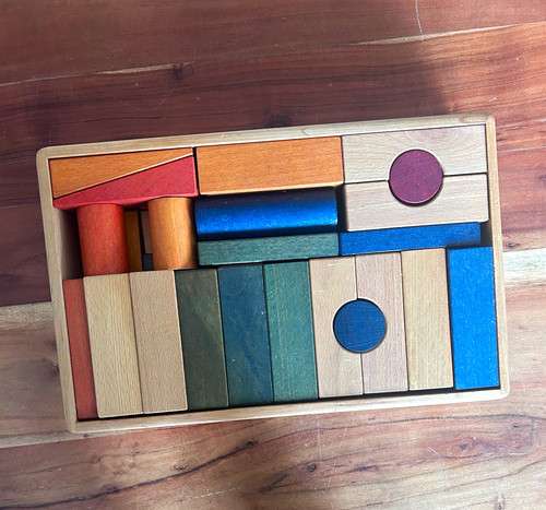 Holzbauklötze set bunt mit - bunt,
