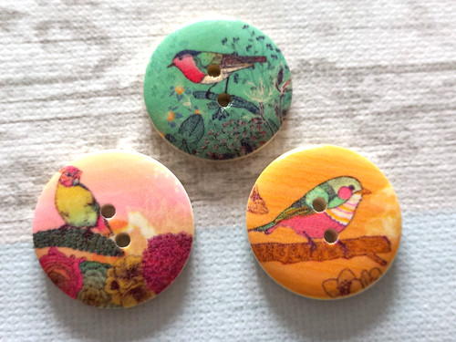 Knöpfe groß motiv vogel bunt - groß,