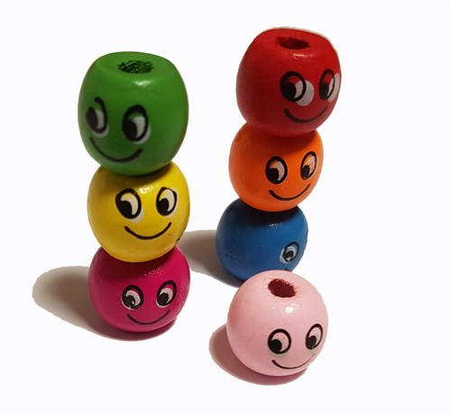 Holzperlen smiley gesicht - 30,