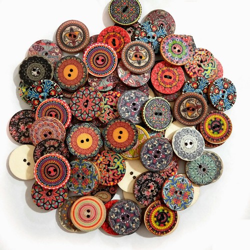 50x knöpfe retro indisch bunt - 50x,