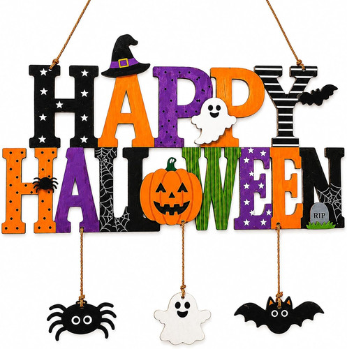 Halloween türschild bunt - halloween,